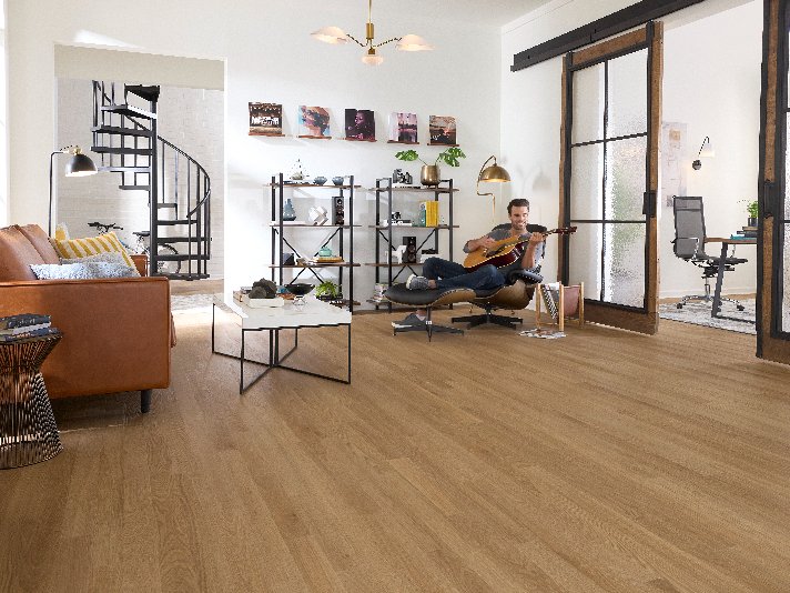 Pergo Extreme flooring in a rec room with Comfort Core technology